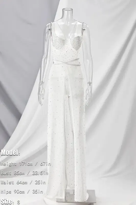 Pebble Rhinestone Maxi Skirt Bodysuit Set (S-3XL)
