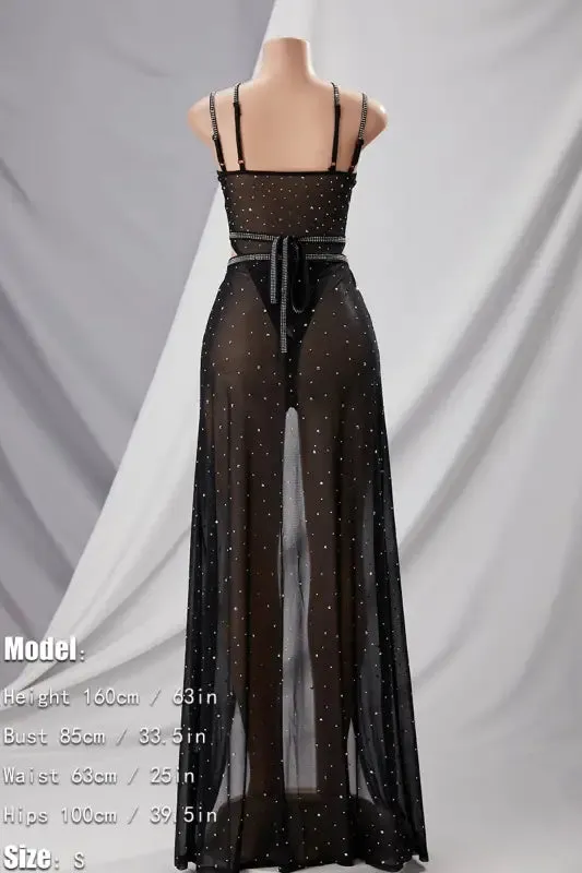 Pebble Rhinestone Maxi Skirt Bodysuit Set (S-3XL)