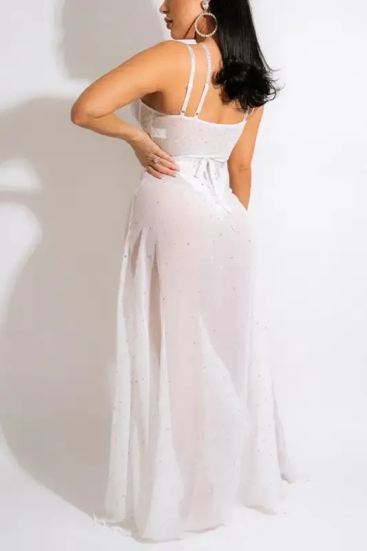 Pebble Rhinestone Maxi Skirt Bodysuit Set (S-3XL)