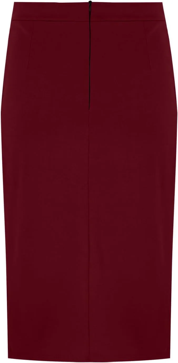 Pencil Skirts for Women Solid Elastic High Waist Below Knee Bodycon Skort Casual Business Office Work Slim Fit Skirt