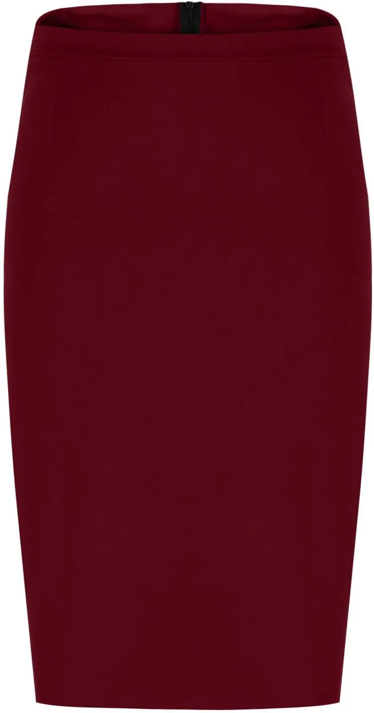 Pencil Skirts for Women Solid Elastic High Waist Below Knee Bodycon Skort Casual Business Office Work Slim Fit Skirt