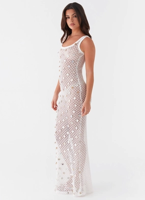 Penida Shell Knit Maxi Dress - White Penida Shell Knit Maxi Dress - White