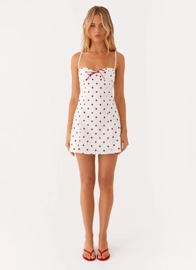 Perla Mini Dress - White Polkadot Perla Mini Dress - White Polkadot