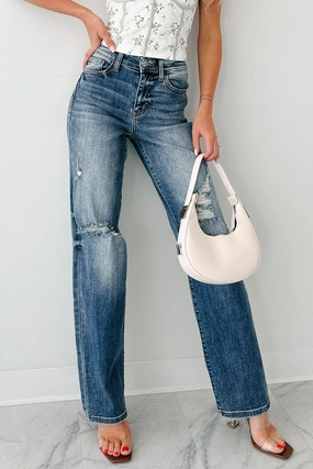 Peter Judy Blue High Rise Distressed Dad Jeans (Medium) Peter Judy Blue High Rise Distressed Dad Jeans (Medium)