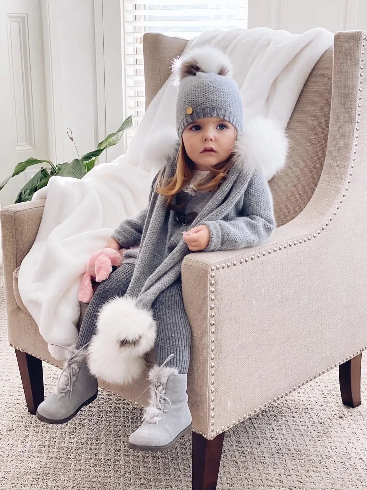 Petite Maison Kids Cashmere Pom Scarf (0-5Y)