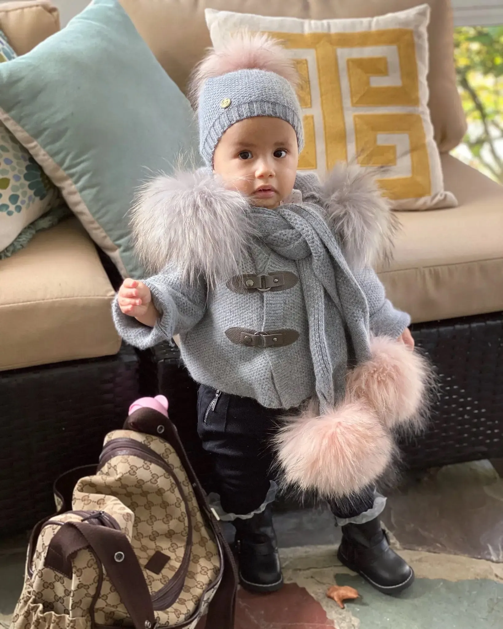 Petite Maison Kids Cashmere Pom Scarf (0-5Y)