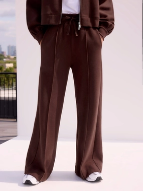 Petite Chocolate-Brown Wide-Leg Sweatpants Petite Chocolate-Brown Wide-Leg Sweatpants