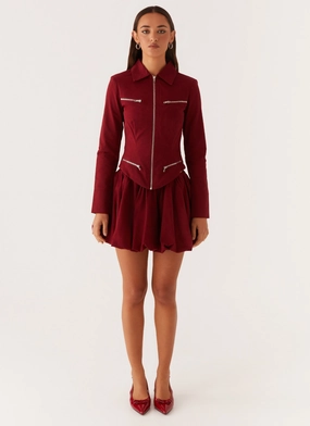 Petra Fitted Zip Top - Mulberry Petra Fitted Zip Top - Mulberry