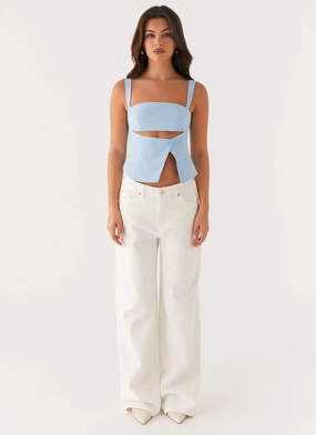 Pia Cut Out Top - Pastel Blue Pia Cut Out Top - Pastel Blue
