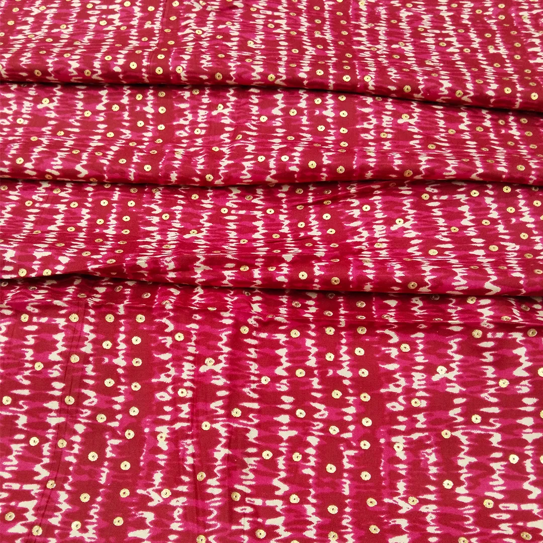 Pink Polka Dot Printed Rayon Fabric (Wholesale)