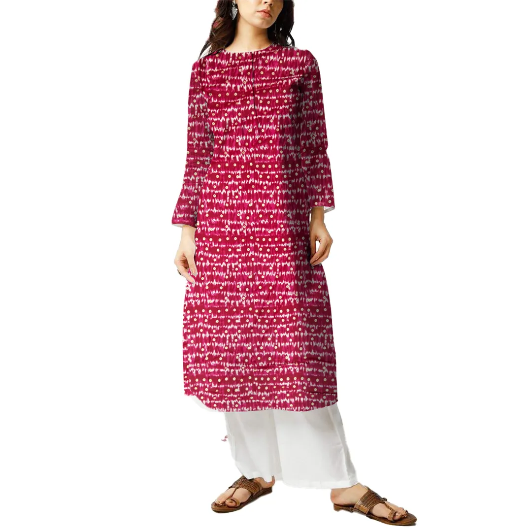Pink Polka Dot Printed Rayon Fabric (Wholesale)