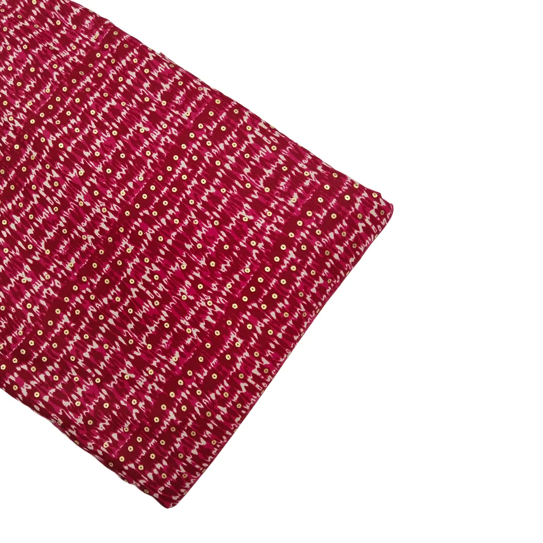 Pink Polka Dot Printed Rayon Fabric (Wholesale)