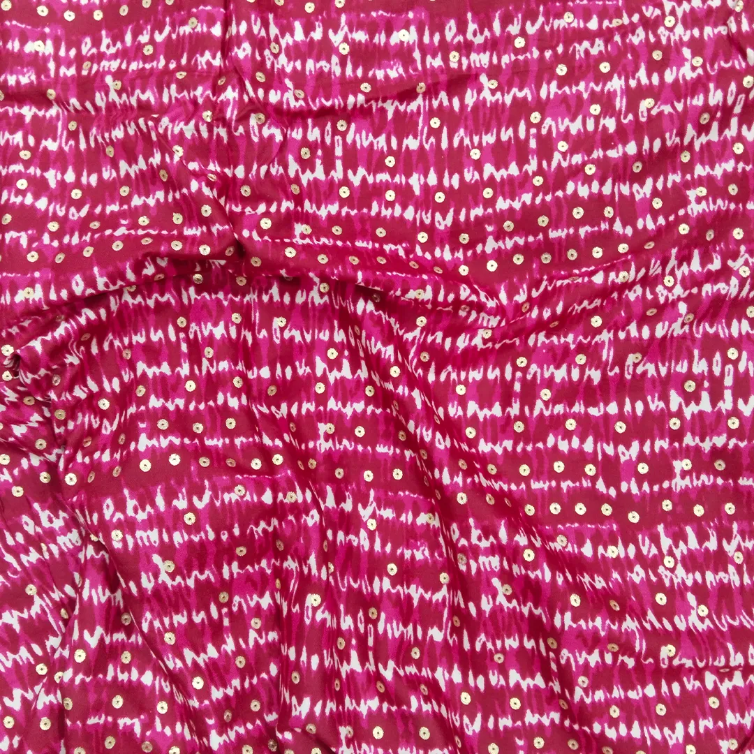 Pink Polka Dot Printed Rayon Fabric (Wholesale)