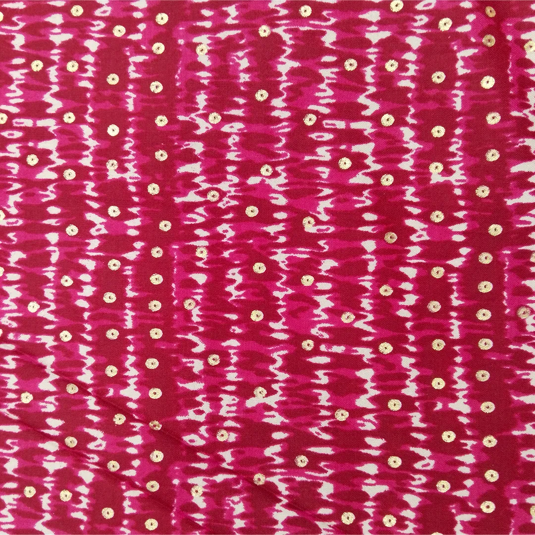 Pink Polka Dot Printed Rayon Fabric (Wholesale)