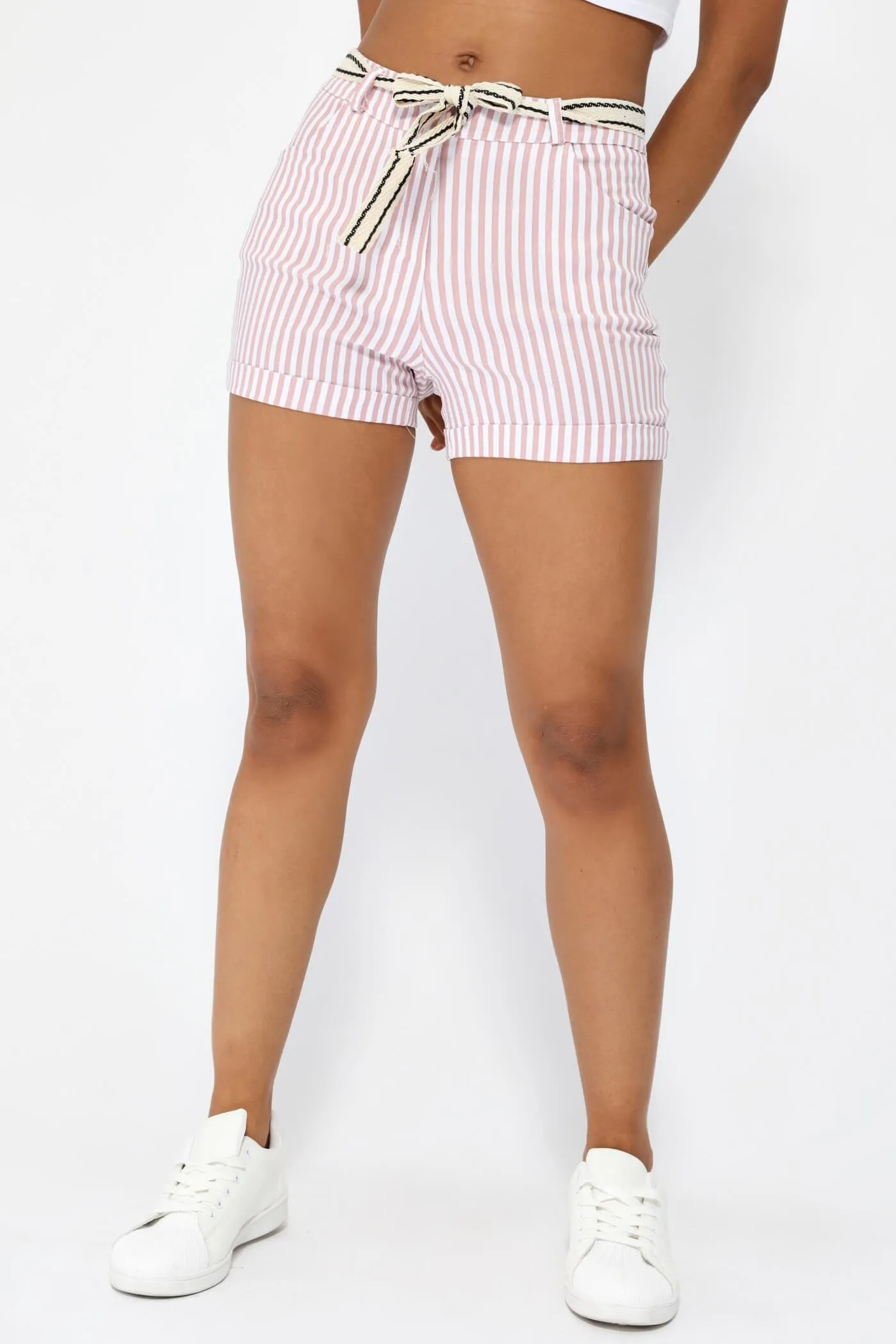 Pink Stripe Tailored Shorts