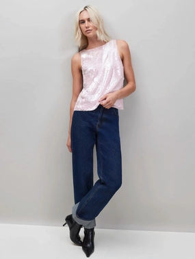 Pink Sequin Shell Top Pink Sequin Shell Top