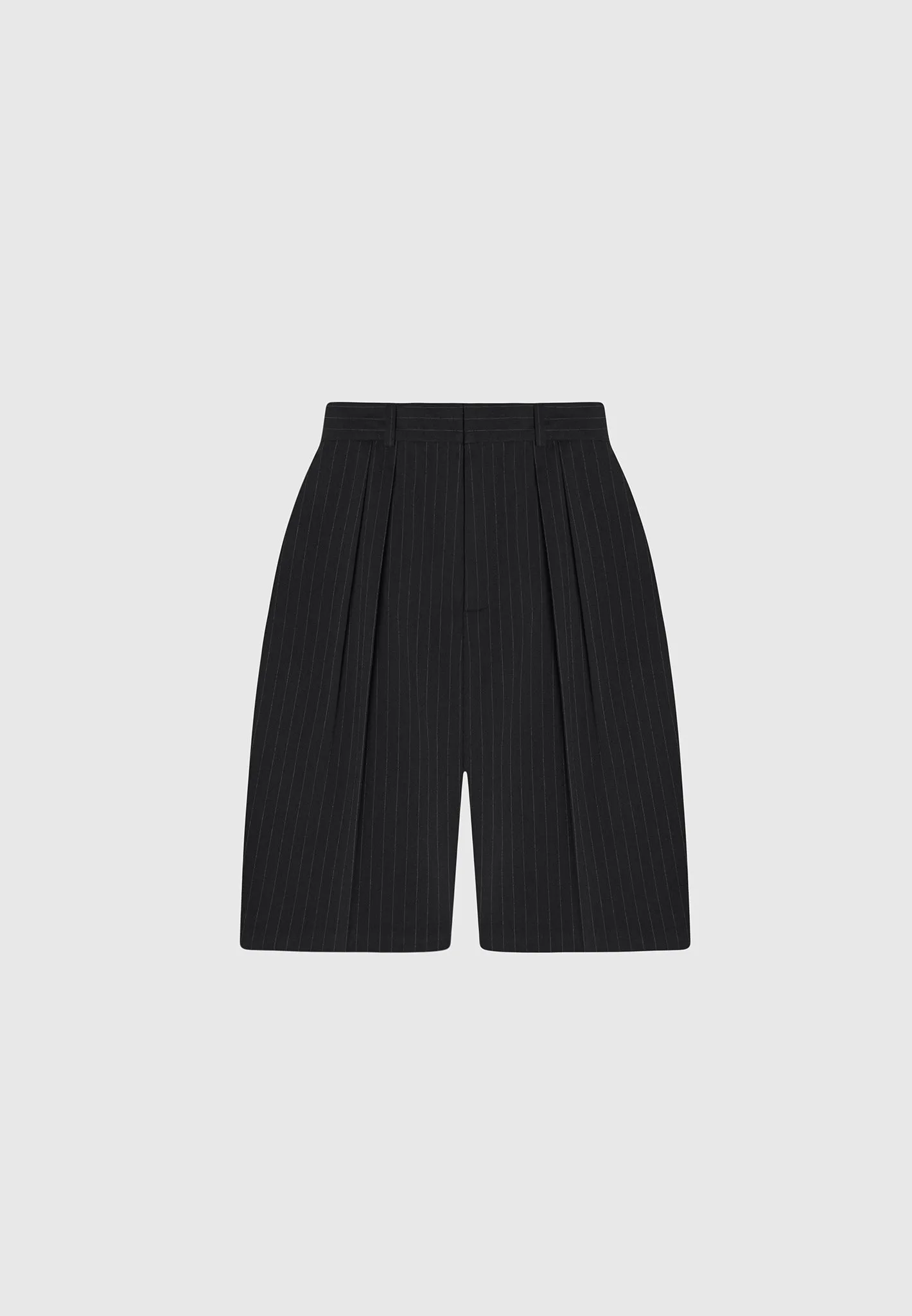 Pinstripe Tailored City Shorts - Black