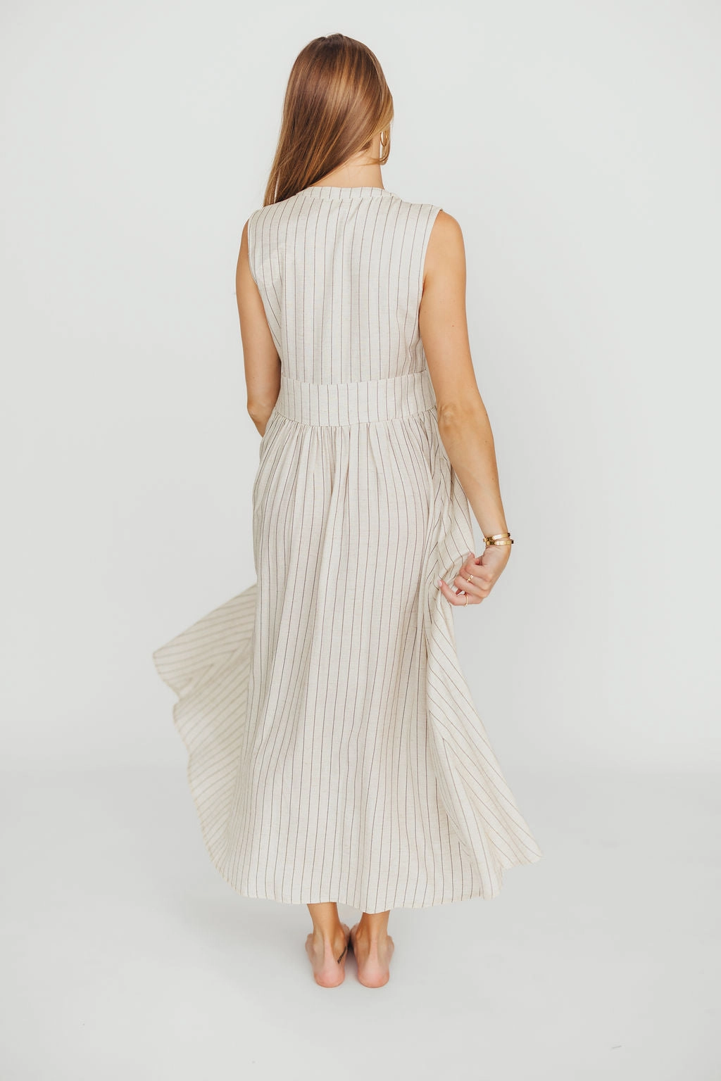 Pippy Button Down Maxi Dress in Natural/Black - Nursing Friendly