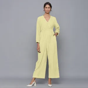 Pista Yellow Warm Cotton Corduroy Ankle Length Jumpsuit