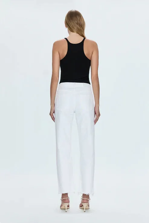 Pistola Lexi Mid Rise Bowed Jean Luxe White Vintage