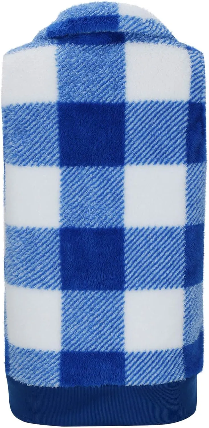 Plaid Fleece Vest Women Zip Up Plus Size Jacket Fuzzy Casual Jacket Winter Sleeveless Cardigan Tops with Pockets