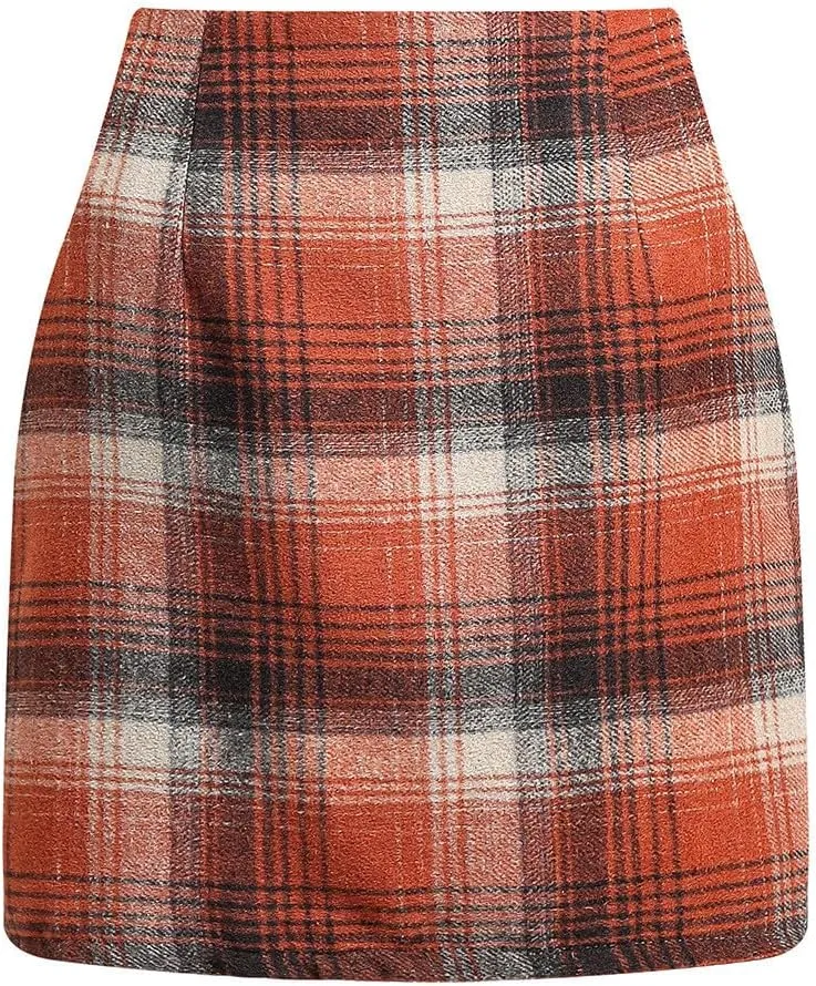 Plaid Skirts for Women 2025 Summer Fashion High Waisted Bodycon Pencil Skirt Mini A Line Stretch Elegant Dress Outfit