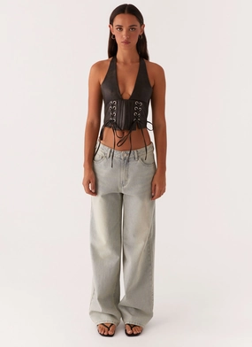 Playbook Halterneck Top - Vintage Brown Playbook Halterneck Top - Vintage Brown