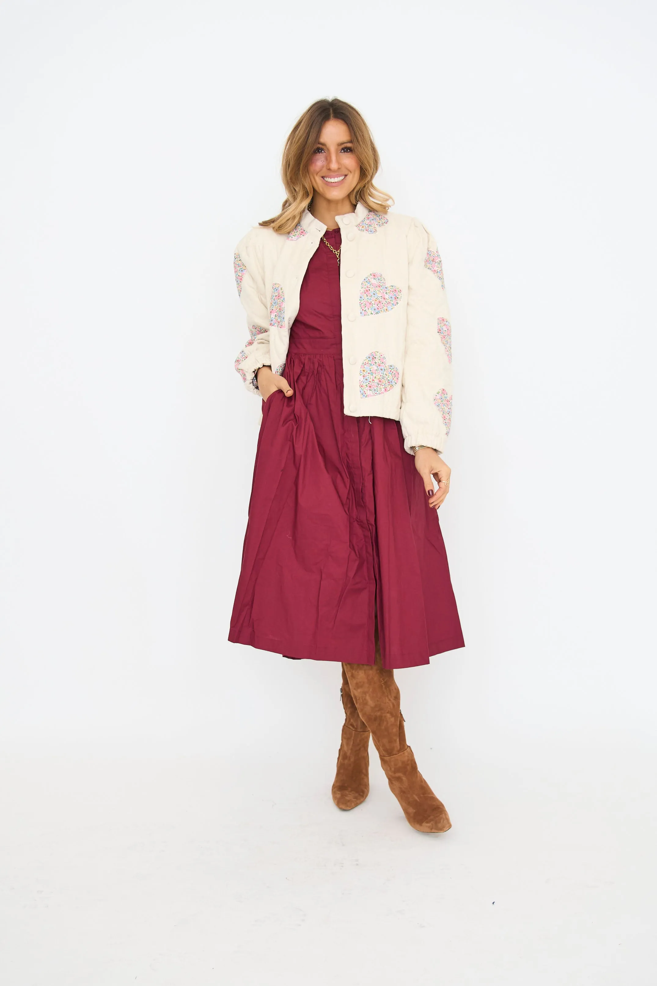 Pleated Shoulder Midi Dress