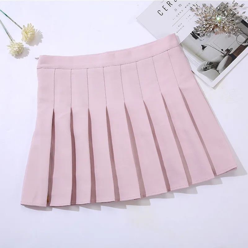 Pleated Women Summer Student Korean High Waist A-Line Plus Size Chequered Skirt
