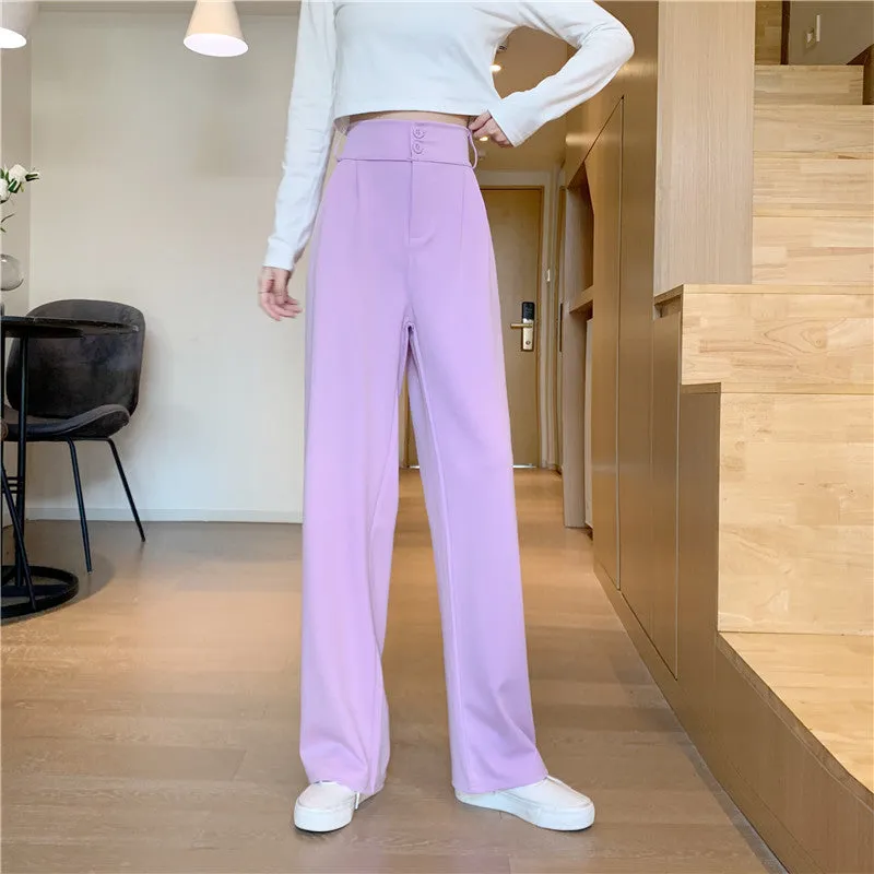 Plus Size Drape High Waist Wide Leg Pants Women Four Seasons Casual Loose Floor Length Suit Uniform Pants