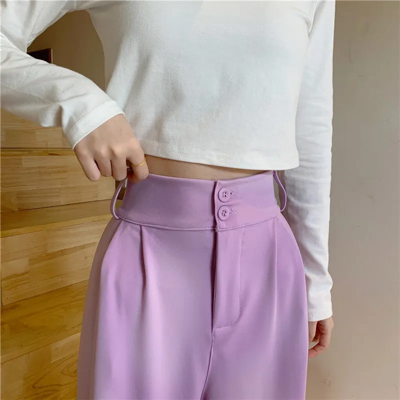 Plus Size Drape High Waist Wide Leg Pants Women Four Seasons Casual Loose Floor Length Suit Uniform Pants