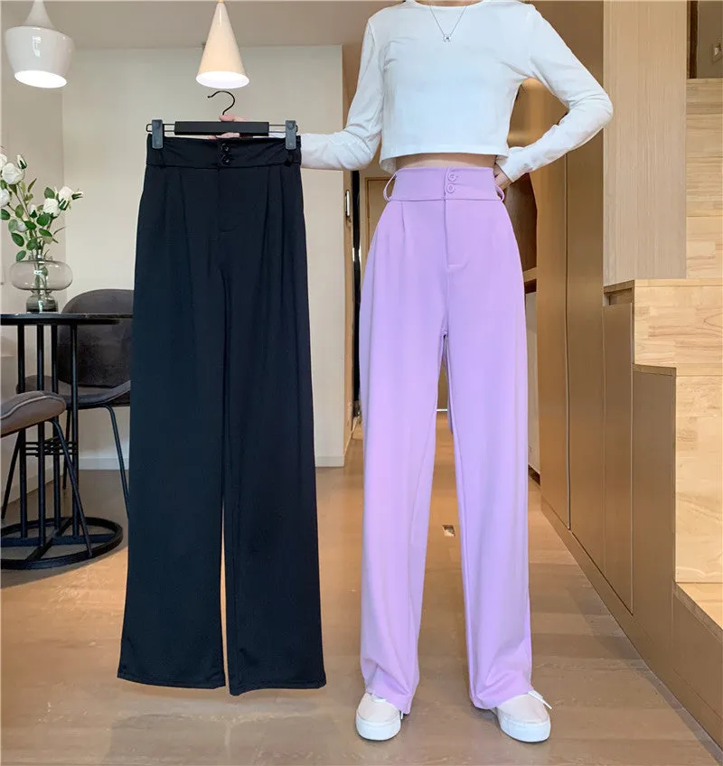 Plus Size Drape High Waist Wide Leg Pants Women Four Seasons Casual Loose Floor Length Suit Uniform Pants
