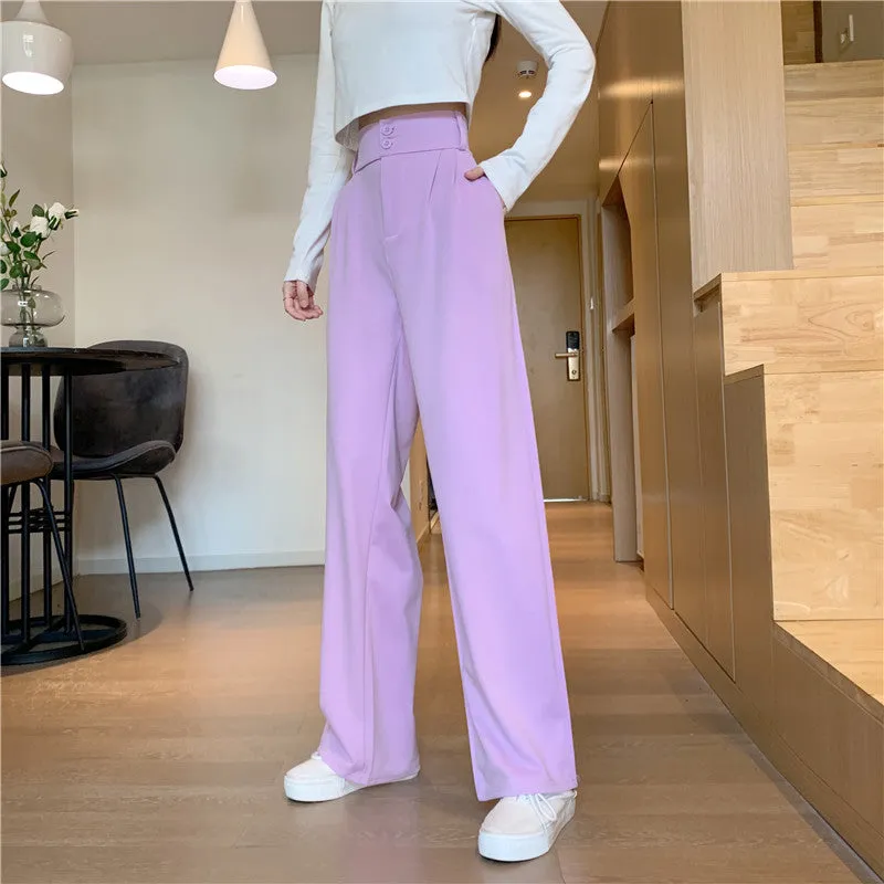 Plus Size Drape High Waist Wide Leg Pants Women Four Seasons Casual Loose Floor Length Suit Uniform Pants