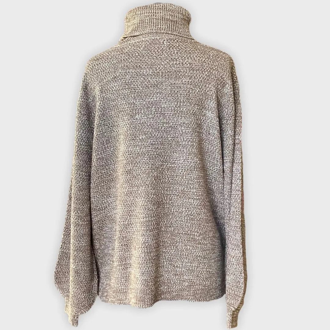 Plus Size Heathered Brown Turtleneck Sweater