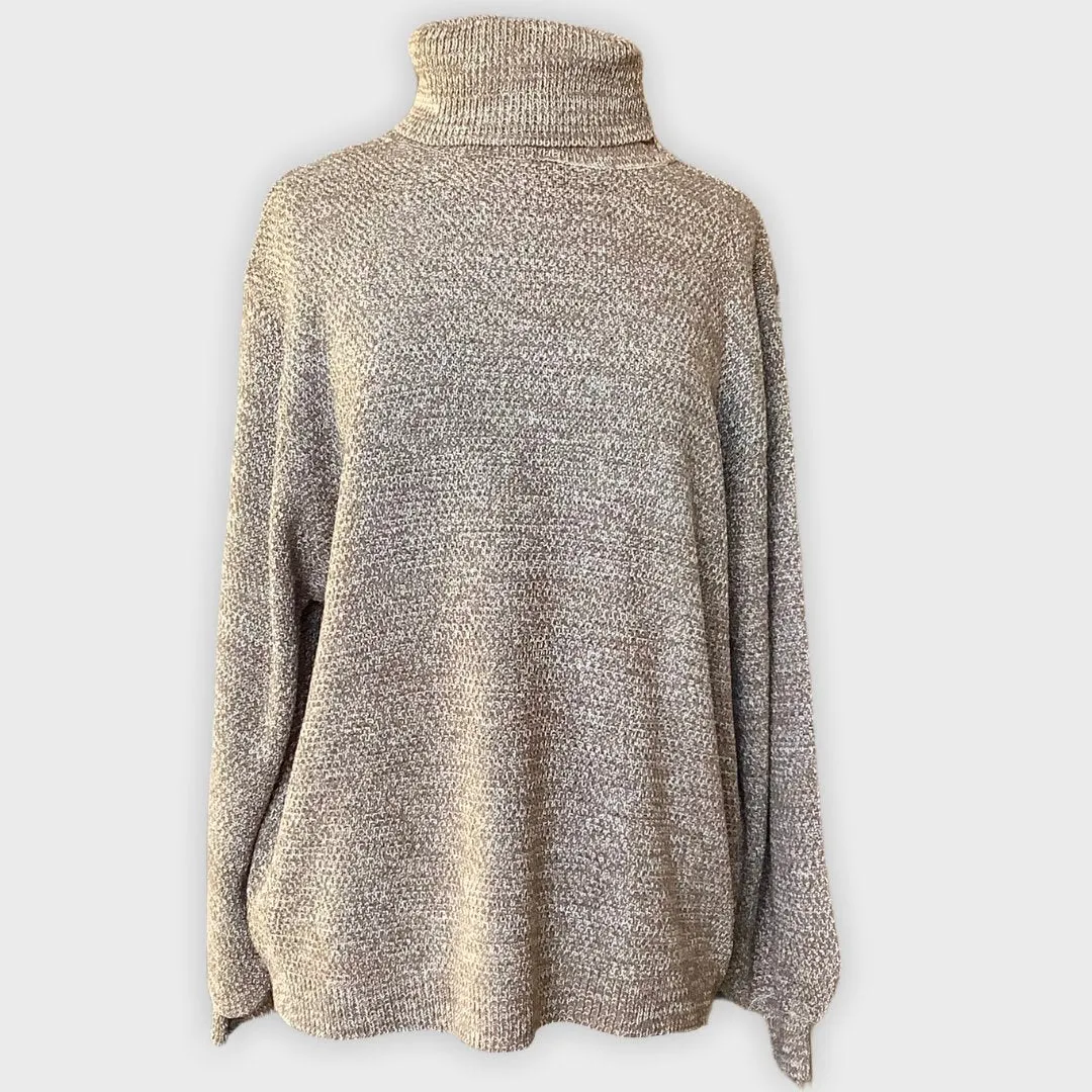 Plus Size Heathered Brown Turtleneck Sweater