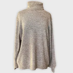 Plus Size Heathered Brown Turtleneck Sweater
