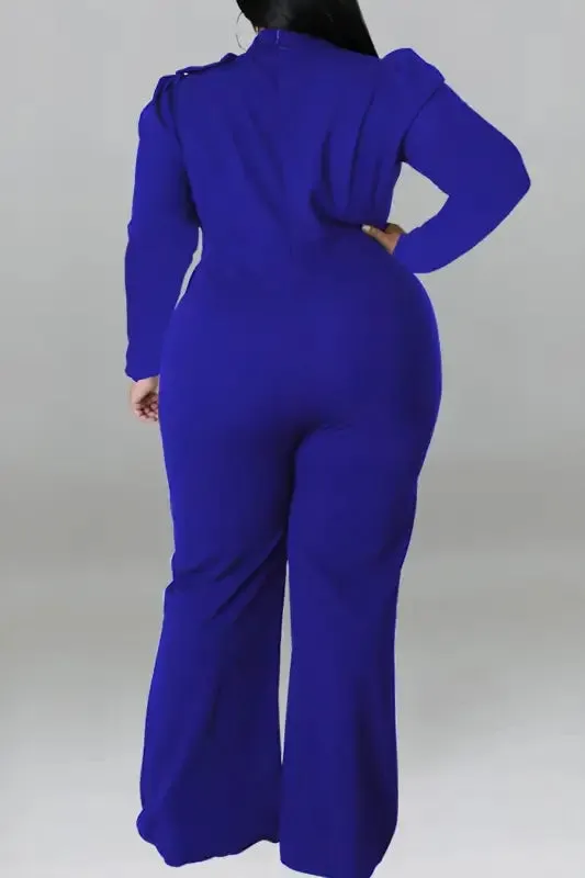 Plus Size In The Office Stretch Bow Zip-Up Jumpsuit
