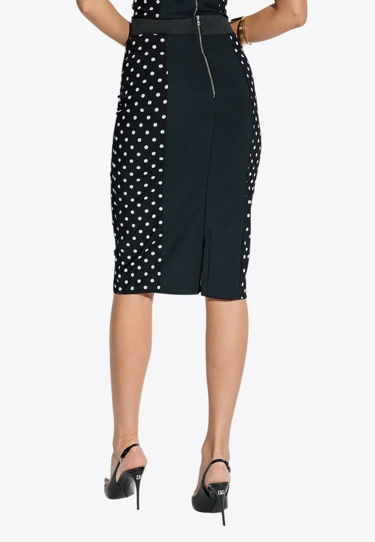 Polka Dot Print Pencil Skirt