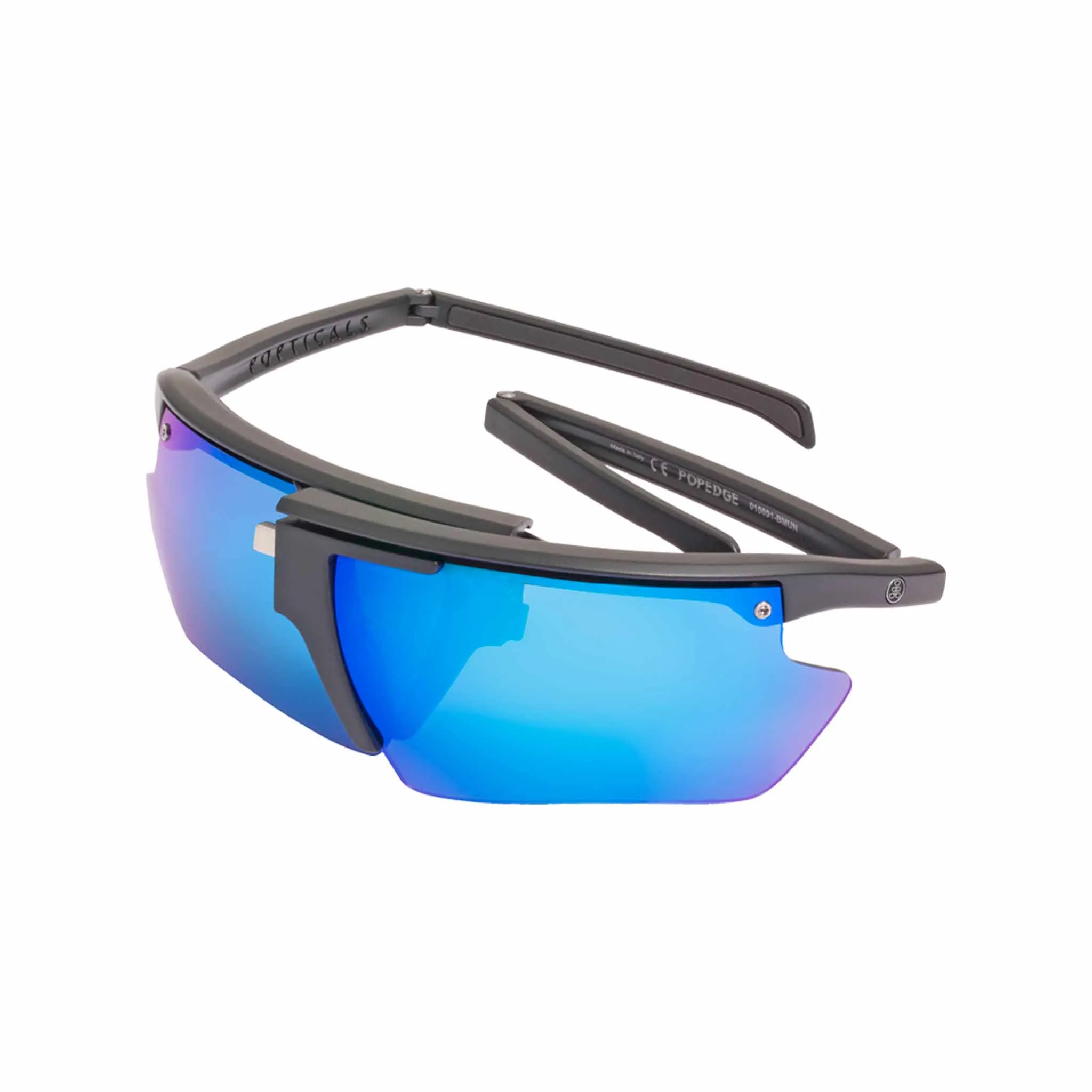 POPEDGE | Polarized, Matte Black, Blue Mirror, Small