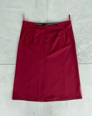 PRADA SPORT RED BELTED MIDI SKIRT - M