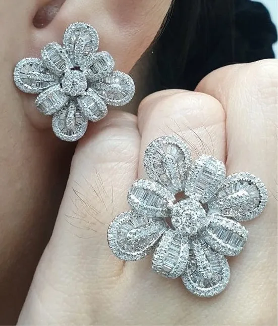 PREORDER | Floral Blossom Statement Diamond Jewelry Set 14kt