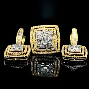PREORDER | Golden Statement Dangling Diamond Jewelry Set 14kt