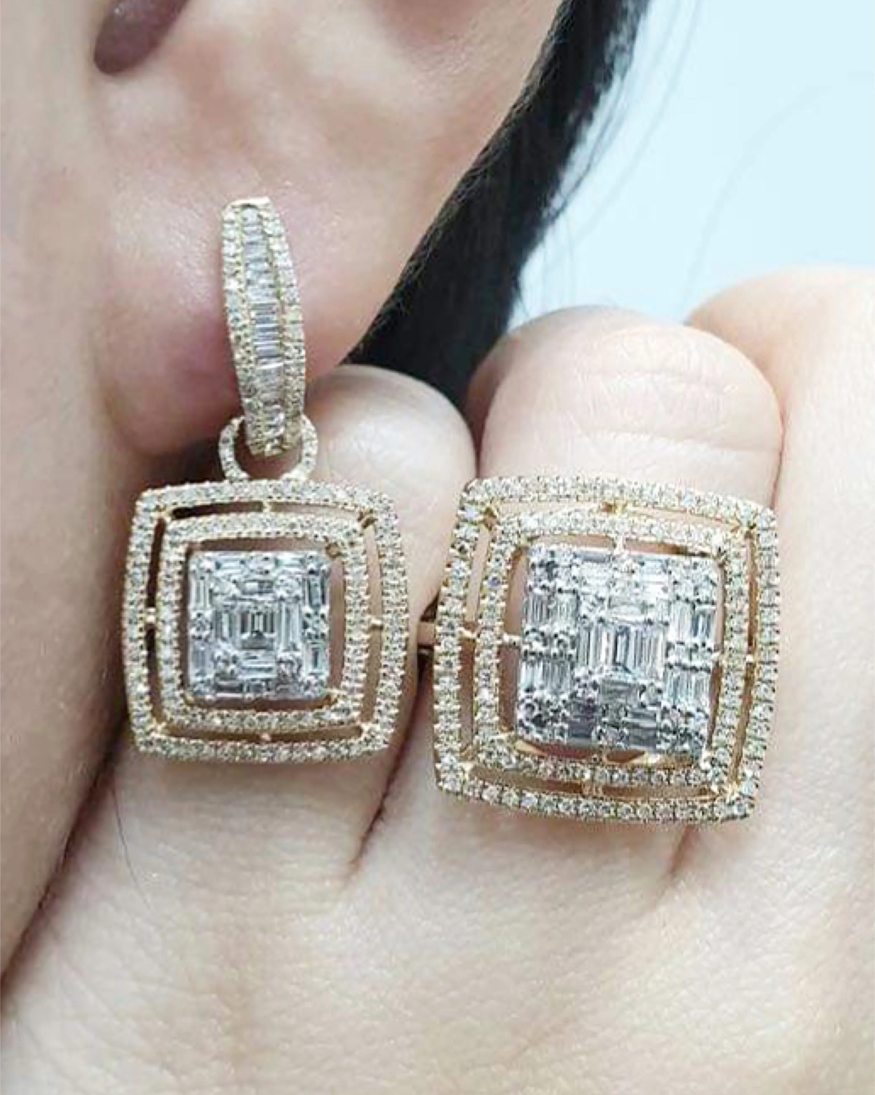 PREORDER | Golden Statement Dangling Diamond Jewelry Set 14kt