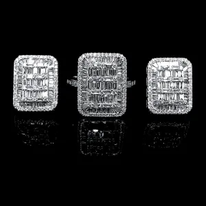 PREORDER | Large Mirror Emerald Shape Statement Diamond Jewelry Set 14kt