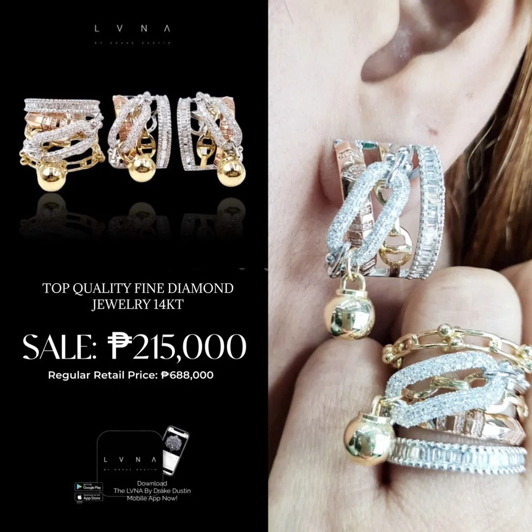 PREORDER | Multi-Tone Money Ball Dangle Statement Diamond Jewelry Set 14kt