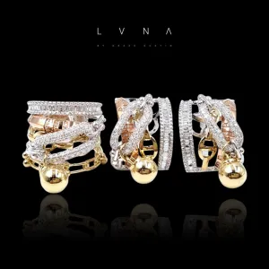 PREORDER | Multi-Tone Money Ball Dangle Statement Diamond Jewelry Set 14kt