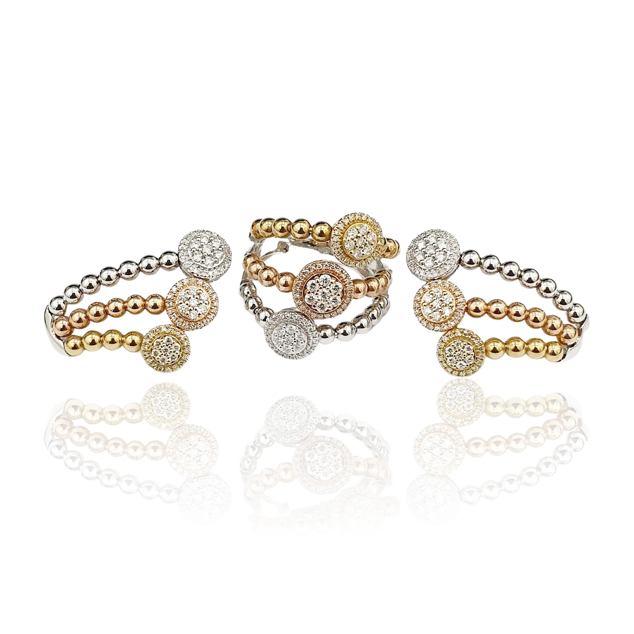 PREORDER | Multi-Tone Round Layered Statement Diamond Jewelry Set 14kt