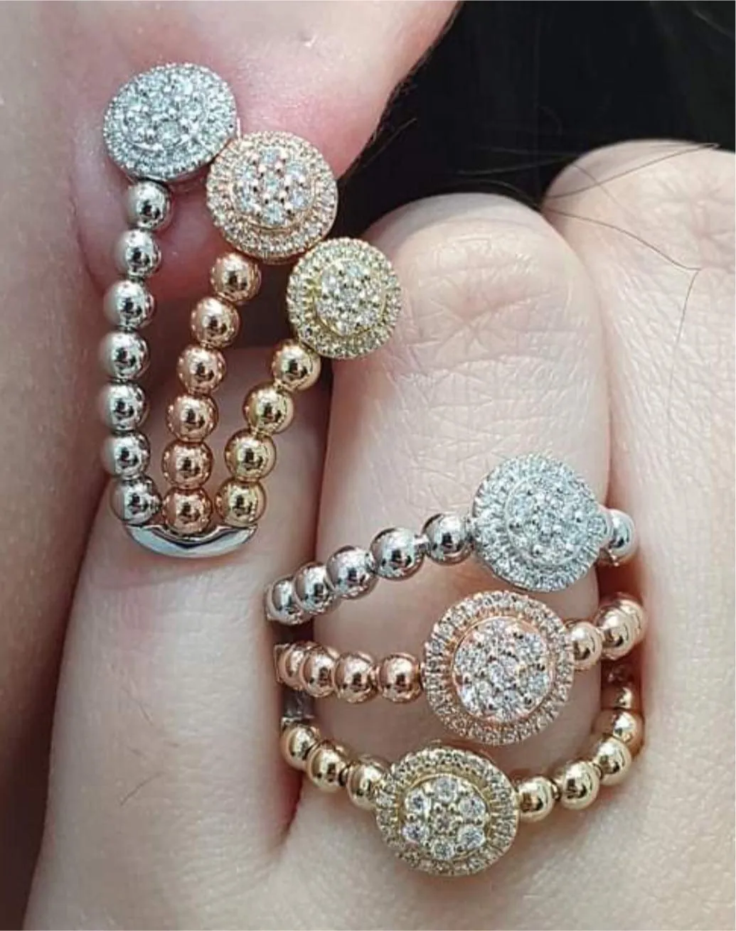PREORDER | Multi-Tone Round Layered Statement Diamond Jewelry Set 14kt