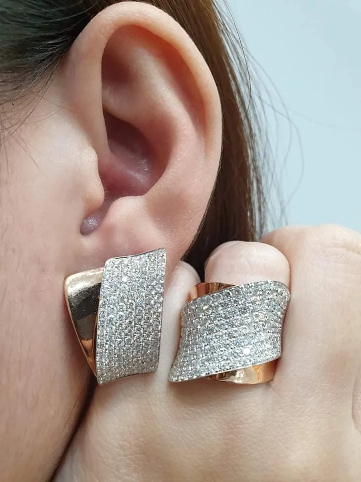 PREORDER | Rose Crossover Statement Diamond Jewelry Set 14kt