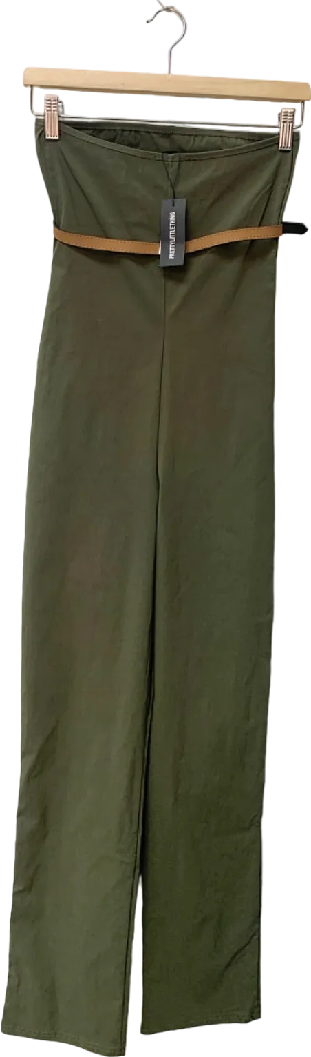 PrettyLittleThing Green High-Waisted Trousers UK 8